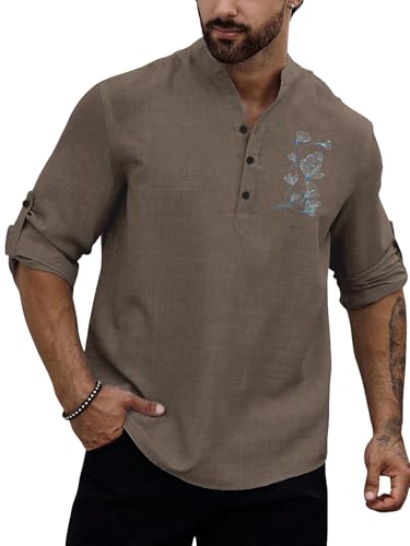 Image of TOPLOT Men's Kurta Shirt |Premium Linen Printed | Stylish Ethnic Wear | Comfortable Fit Design | Clean Look Structure | Versatile Styling | Ideal for Casual, Festive, Party (5265)