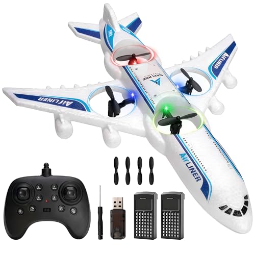 LEFEI Rc Drone Remote Control Airplane -2.4GHz Foam V17 Jet Fighter Stunt,360&deg; Drop-Resistant Stunt Spin Remote & Light RC Airplane with 2 Batteries for Kids Boys Girls (White)