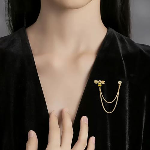 Image of women's chain brooch tassel chain rhinestone zircon brooch is suitable for women's metal chain clothing accessories, jewelry, gifts, and various holiday accessories