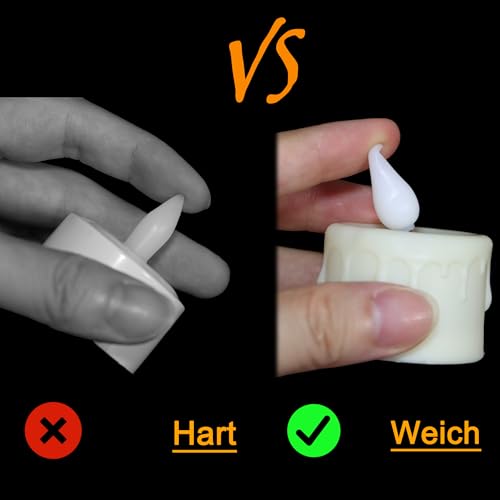 Cibnew Cibnew Wiederaufladbare Teelichter mit Fernbedienung & Timerfunktion Flackernde Flamme LED Kerzen mit 2 Stück USB-Kabel für Party Zimmer Halloween Weihnachtsdekoration (12 Stück Beige) - Designansicht 6 | Tages Deals