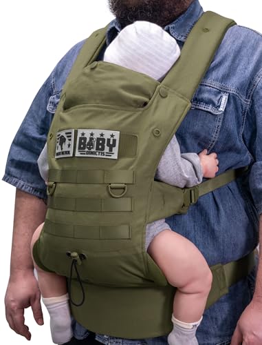 Image of Ergonomic Lumbar Support Baby Carrier for Infants to Toddlers (8-33 lbs), Cozy and Lightweight Military Baby Carrier for Plus Size Parents-Jungle Green