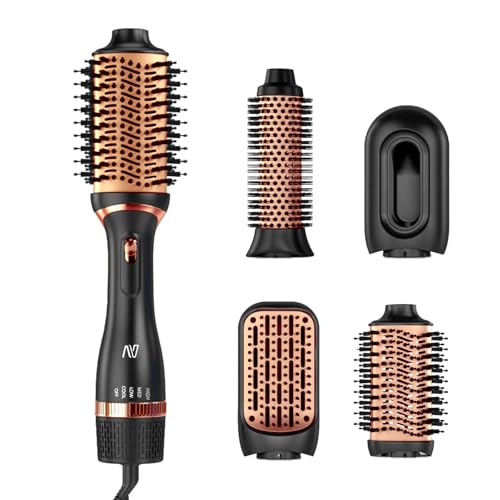 Nycoba Hair Dryer Brush Set, Multifunctional Hot Air Brush for Salon Blowouts, Negative Ion Technology & Quick Drying, Shiny and Less Frizz, Copper