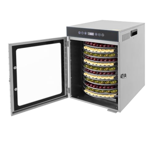 Rotary Food Dehydrator Machine, 12-Layer Stainless Steel Rotating Dehydrator, 1000W Dual Fan 360°, Adjustable Timer, Temperature Control, Electric Food Dryer, for Fruits, Vegetables, Meat