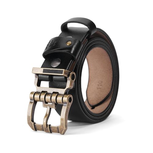 Men's Vintage Style Denim Leather Belt - Trendy Retro Design, Versatile For Any Outfit