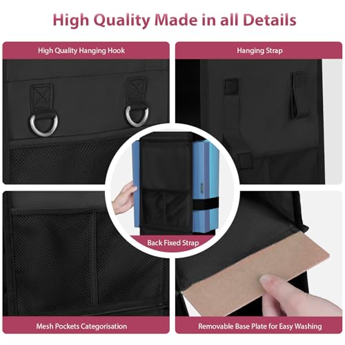LOVEGRASS Hanging Locker Shelf with Drawer, Hanging Locker Organizer with Side Pockets - Adjustable Shelf from 3 to 2 Shelves for School Locker, Gym, Closet, Garage, 9" x 7" x 38.5" (Black) - Image 7