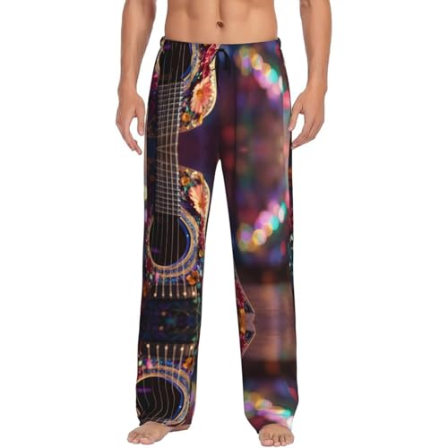 Pantalon de pyjama pour homme EdWal noir XXXL à imprimé guitare