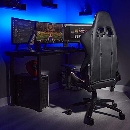 X-Rocker Bravo RGB PC Gaming Chair with Neo Motion LED Lighting, Ergonomic High Back Office Chair, Height Adjustable Seat & Swivel, PU Faux Leather, Black