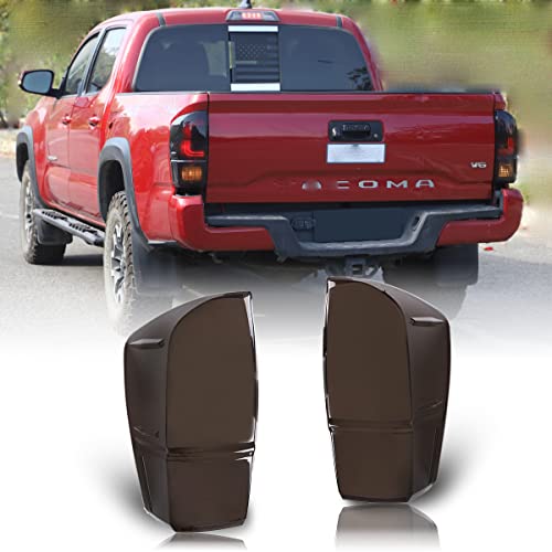 CHEAYAR Tail Light Lamp Cover Guard Trim Frame Bezels Compatible with Toyota Tacoma 2016-2020 2021 2022,This Tail Lights Reverse Lights Cover Trims Made of ABS Material.(Smoke Black Cover Trim)