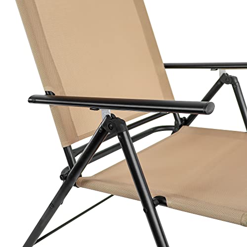 Amazon Basics Sling Outdoor Folding Reclining Chaise Lounger - 2-Pack, Tan #TOP3