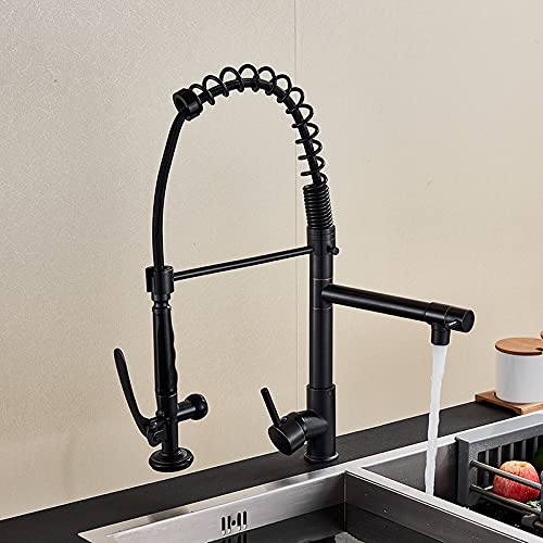 Robinet mitigeur de cuisine à ressort en bronze noir de luxe pour évier de ferme