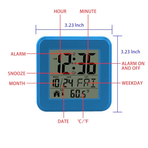jomparis Small Digital Alarm Clock Battery Operated with Backlight for Bedroom Kids Room-Blue