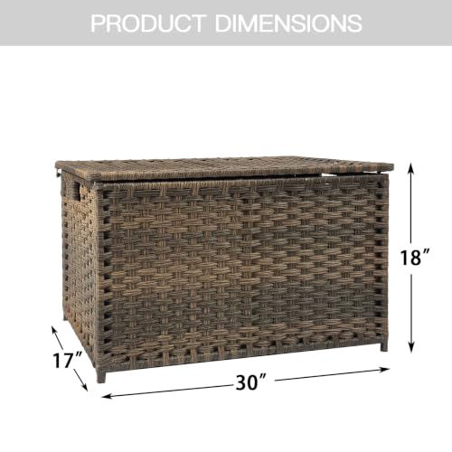 Image of Wicker Storage Trunk, 30 x 17 x 18 inches, 160L(42.3 Gallon), Handwoven Wicker Chest with Stay-Open Lid, Metal Frame, Easy to Assemble, Supports 200 lbs, Retro Brown
