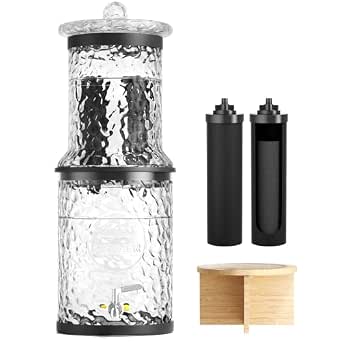 Glass Gravity Water Filter System, 3 Gallon with Dual Carbon Filtration