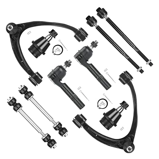 Front Upper Control Arms w/Ball Joints Tie Rods for 2007-2014 Chevy GMC Silverado Sierra Suburban 1500 Avalanche Yukon Tahoe Cadillac Escalade ESV (10pc Set)