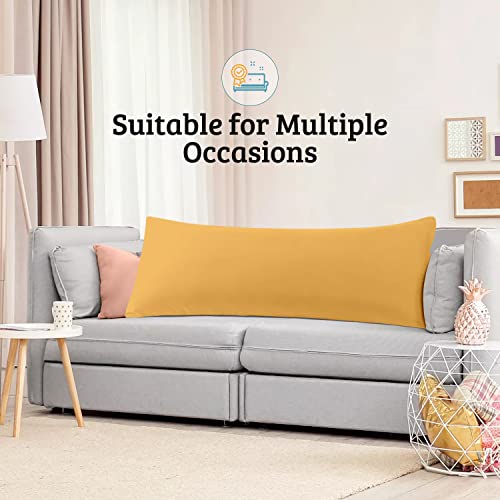 Yiyea Body Pillow Cover Set Of 2, Super Soft 1800 Thread Count Brushed Microfiber Body Pillow Pillowcase With Envelope Closure, Wrinkle, Fade And Stain Resistant (20" X 54", Yellow) #TOP4