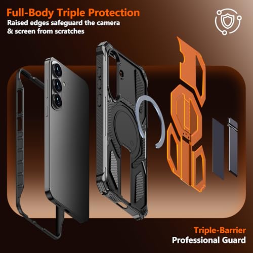 EMMPITU for Samsung Galaxy S25 Plus Case, 15FT Military-Grade Shockproof Phone Case with Invisible Kickstand, Compatible with MagSafe, Strong Magnetic, Heavy Duty Protection for S25+ Plus(Orange) by EMMPITU - Used condition - Image 8