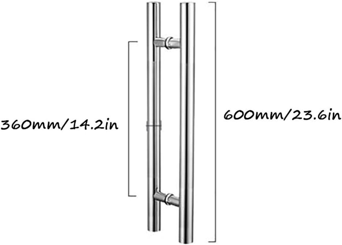 Gate Hardware Stainless Steel Handle Indoor and Outdoor Push-Pull Door Handle Glass Door Wooden Door Sliding Door Handle Hardware Accessories (Size : 600x360mm)