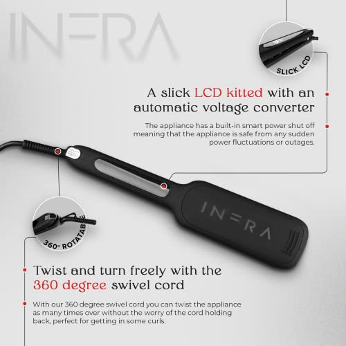Infra™ Flat Iron Hair Straightener - Professional Hair Styler For Straight, Curl, And Wavy Styles With Infrared Hair Growth Technology - 2 Inch Tourmaline Ionic Ceramic Plates - Damage And Frizz Free #TOP3