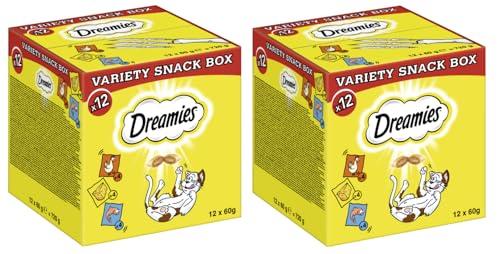 DREAMIES Multipack Variety Snack Box 3 rodzaje (kurczak, ser, ryba) przysmaki dla kota w trzech smakach 2x 12x 60g