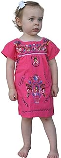 Liliana Cruz Embroidered Mexican Youth Girls Dress (0, pink)