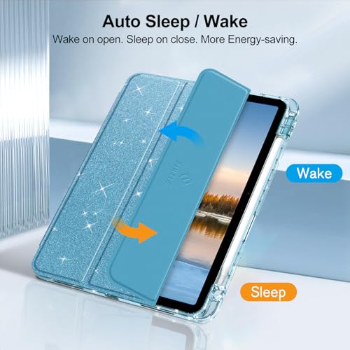 Fintie Hybrid Slim Case for iPad Air 11-inch M4/M3/M2 (2026/2025/2024), iPad Air 5th/4th Generation (2022/2020) 10.9 Inch - Shockproof Cover with Clear Back Shell & Pencil Holder, Blue by FINTIE - Image 9