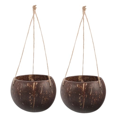 HIAKDOFT 2stücke Hängende Kokosnussschalen-blumentöpfe wasserdichte Und Umweltfreundliche Pflanzgefäße Für Innen Und Außendekoration Für Pflanzen Und Blumen Im Garten Oder Wohnraum