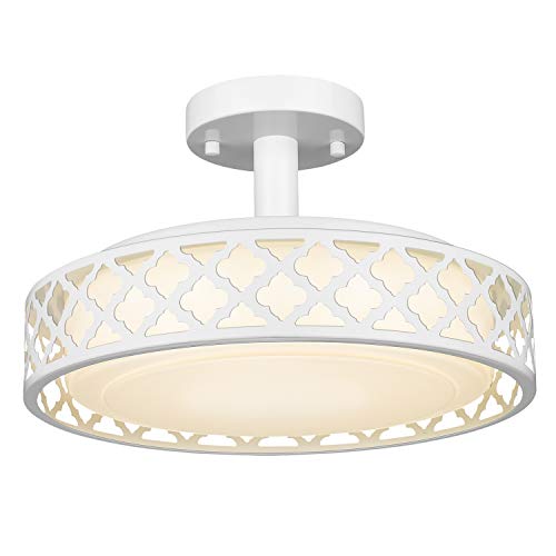 VICNIE 14inch Semi Flush Mount, Dimmable LED Ceiling Lighting Fixtures, 20W 1400 Lumens 3000K Warm White, White Finish, ETL Listed for Kitchen, Hallway, Bedroom, Laundry