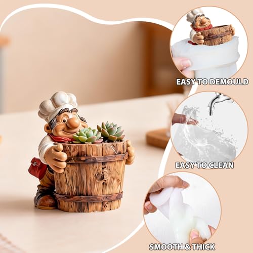 Chef Planter Resin Molds, 3D Silicone Mold Epoxy Resin Casting for Candy Container, Candle Vessel, DIY Jewelry Storage Box, Flowerpot Cement Crafts & Home Decoration — view 3