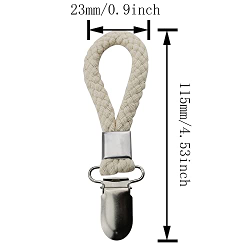 Hscgin 4Pcs Cotton Rope Clip Hanging Clip 115X23Mm Braided Cotton Loop Towel Clip With Metal Clamp For Home, Bathroom, Kitchen, Storage, Bold Twill White, Badge #TOP1
