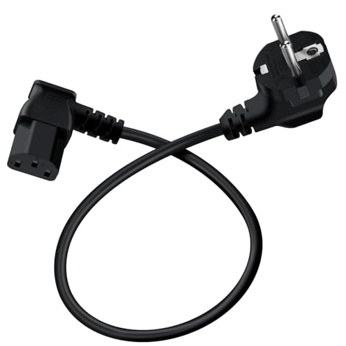 HuaLiSiJi Cold Appliance Plug Kątowy kabel zasilający 3 biegunowy kabel zimnego urządzenia, kabel ochronny wtyczka kontaktowa typu F (CEE 7/4) do C13 żeńska (czarny, 1.5 m)