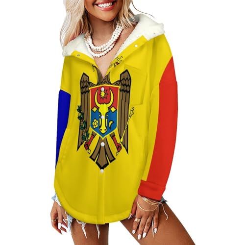 Blouson chaud femme veste polaire jaune Moldavie contre le froid avec poches et capuche