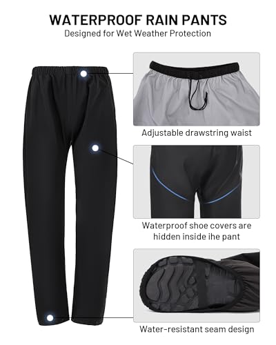 Oumurs Motorcycle Rain Suit For Men & Women Waterproof Motorcycle Rain Gear Fishing Riding Golf Working Bike Hunting Camping Rain Coat, Lightweight Nylon Reflective Rain Jacket Rain Pants