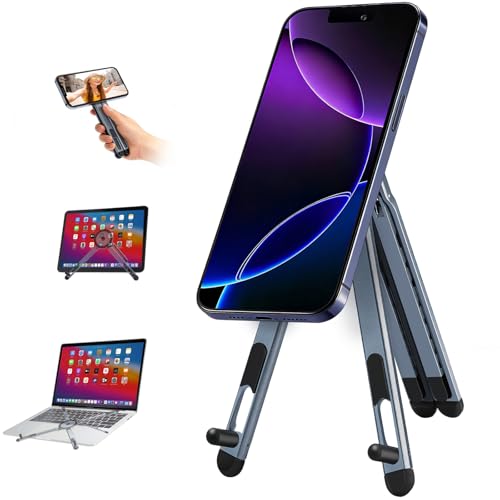 Kosoko 3-in-1 Foldable Magnetic Phone Tripod Stand, Portable Aluminum Alloy Adjustable Holder for Tablet, Laptop MacBook Pro/Air 10&ndash;16", Magnet Phone Mount Compatible with MagSafe iPhone Android