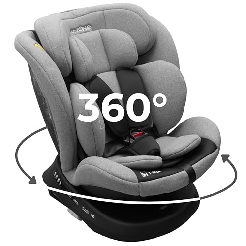 KidsZone Seggiolino Auto 0-36 kg Isofix i-Size, 40-150 cm - Seggiolino Auto Girevole 360 per Bambini Gruppo 0/1/2/3 - Top Tether, Reclinabile 5 posizioni, Regolabile in Altezza