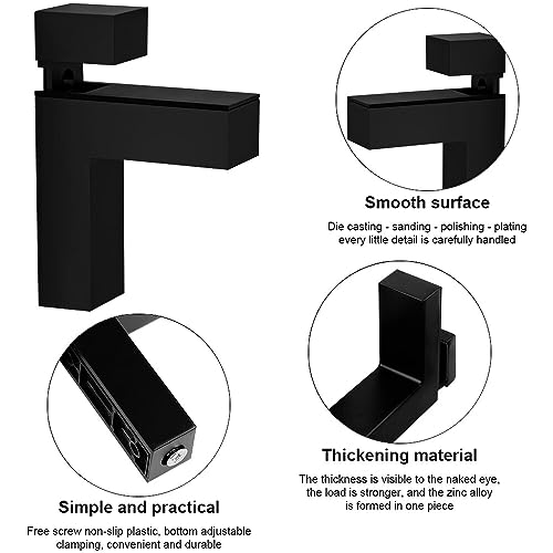 GmeDhc Glasklemme, 4 Stück Glasklemme, Gebürstet fertig, Klemmhalter Glas für 3-25MM Dickes Glas, Glasklemmhalter für Balustrade Treppe Handlauf, Schwarz