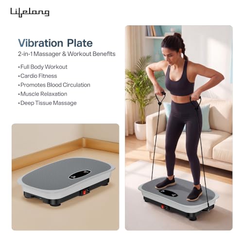Image of Lifelong Vibration Plate Exercise Machine with Remote & Resistance Bands |Home & Gym Full Body Massager Machine for Pain Relief, Tone Muscles & Weight Loss| 9Programs, 120Speeds, 20Timers, Bluetooth