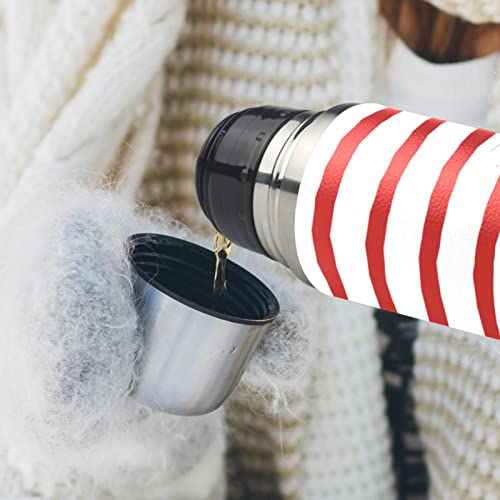Red & White Stripes Vacuum Insulated Stainless Steel Thermos Bottles 16Oz, Reusable Leak Proof Bpa-Free Water Bottle With Cup Lid, Keep Hot Or Cold #TOP5