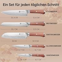YOTSUBA Küchenmesser Set 5-teilig Messerset Scharf Küche aus hochwertigem Carbon Edelstahl, Ultra Scharfes Messerset mit Kochmesser, Brotmesser, Santokumesser, Allzweckmesser, Gemüsemesser – Ansicht 6