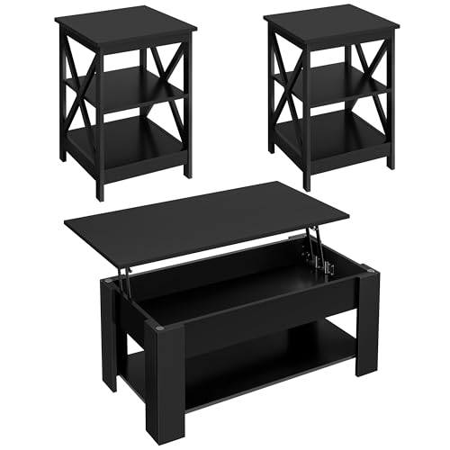 Yaheetech Modern Living Room 3 Pieces Table Sets, Lift Top Coffee Table and End Table Sets for Home...