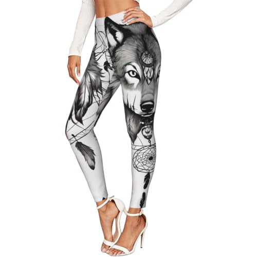 Pantalones de yoga con estampado de lobos XTYGETY mallas deportivas mujer