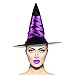 Lux Accessories Black and Purple Lace Up Ribbon Halloween Witch Hat