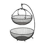 Gourmet Basics by Mikasa 5164241 Spindle Adjustable 2-Tier Basket with Banana Hook, Black