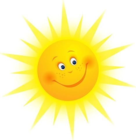 Craftsprite Baby/Nursery Peel & Stick Wall Art Sticker Decal Sun, Moon, Star, Clouds, Rainbow, Choose from Menu (#004 Smiling Sun 12 Inch)