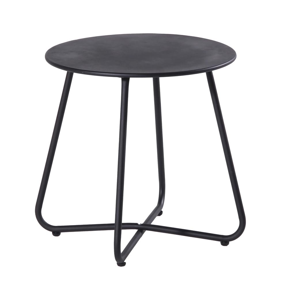 VERDELOOK | Tavolino Fungo Nero Ø44 H45 cm in Metallo Verniciato a Polvere, Tavolo da Giardino e Salotto con Piano Spessore 8 mm e Gambe Tubo Ø16 mm, Tavolo Basso Decorativo per Interni ed Esterni