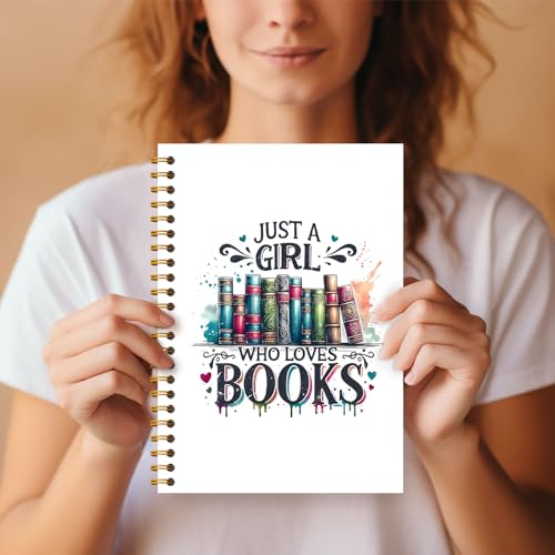 Guymn Carnet de notes à spirale pour les amateurs de livres, cadeaux pour les amateurs de livres, cadeaux pour femmes, cadeaux pour les amateurs de lecture, Just a Girl Who Loves Books Carnet à – vue 6