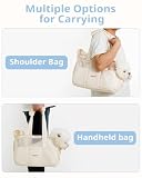 ONECUTE Hundetasche für Kleine Hunde, Katzen & Kaninchen – Klappbare Tragetasche mit Sicherheitsverschluss, Belüftungsmesh & Seitentaschen – Praktischer Reise-Carrier (Beige durchlässig,43x19x31 cm)
