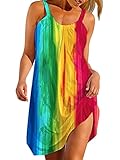  Minetom Femmes Été Col Rond sans Manche Imprimé Robe Court de Plage Party Fête Casual Lâche Mini Dress Tunique Z Multicolore 02 46