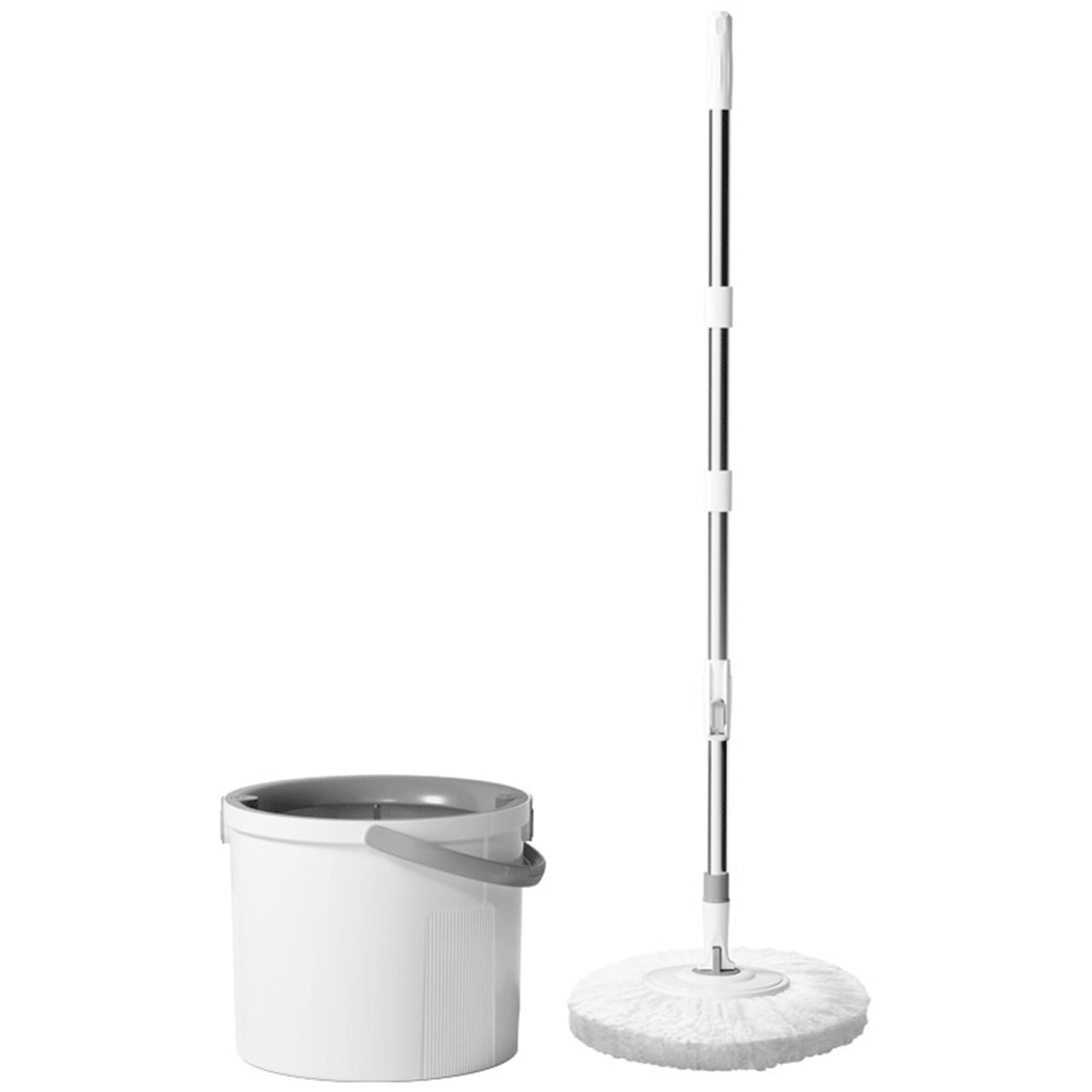 Juego de Cubo y fregona giratoria Cabezal de trapeador de Microfibra Giratorio de 360° con autoescurrido para Pisos de mármol, baldosas de Madera,3 Microfiber Mop Heads