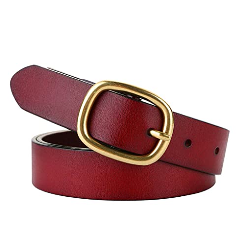 Cinto feminino com ilhós, cinto feminino firme de couro, acessórios estéticos, marrom vermelho 115 c