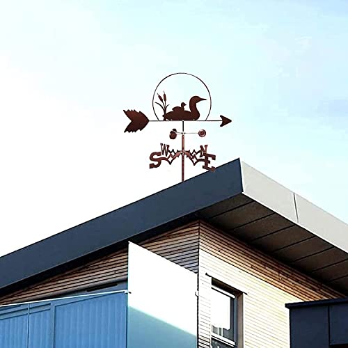 Weathervane Duck Family Wind Direction Indicator Weather Vane Stainless Steel Weathercock With Anti-Rust Coating Garden Stake Art Decor For Outdoor Animal #TOP1